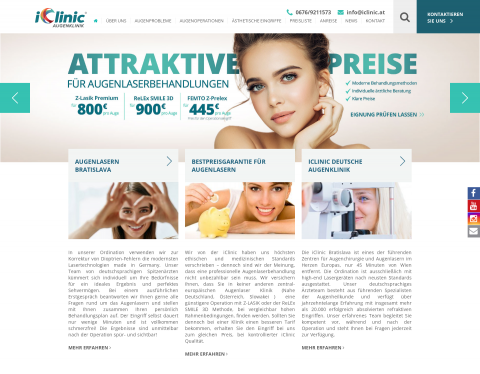 Website-Vorschau von iClinic - Augen lasern in Bratislava bei Wien