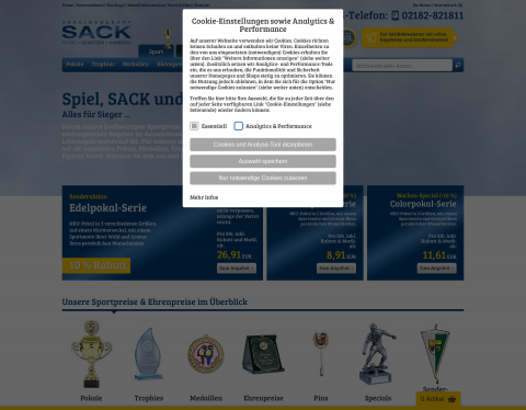 Website-Vorschau von Pokale, Medaillen, Trophies, Pins günstig online