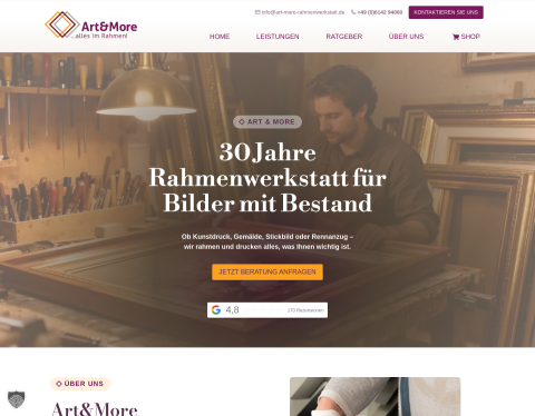Website-Vorschau von Art & More Bilder und Leisten GmbH