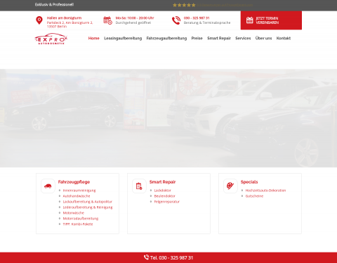Website-Vorschau von Expro Autokosmetik - Autoreinigung Berlin