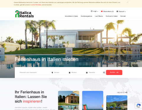 Website-Vorschau von Exklusive Ferienhäuser in Italien
