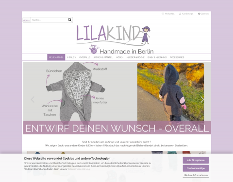 Website-Vorschau von Lilakind Berlin - Kindermode und Babymode