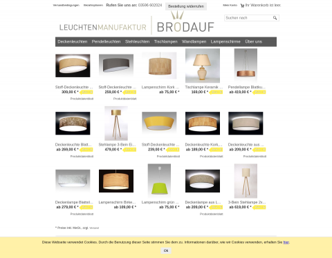 Website-Vorschau von Individuelle Lampenschirme und Leuchten