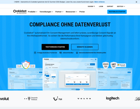 Website-Vorschau von Cookiebot | DSGVO Cookie Hinweis WordPress