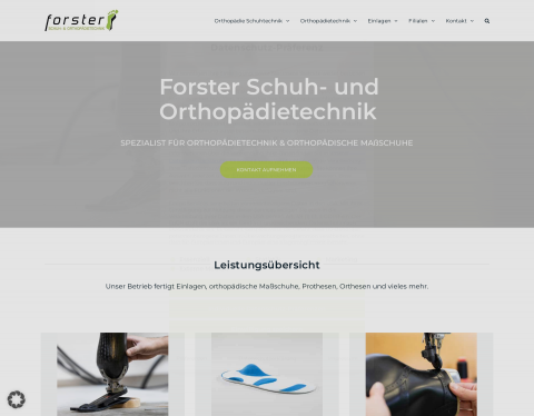 Website-Vorschau von Forster Orthopädietechnik - Orthopädische Schuhe