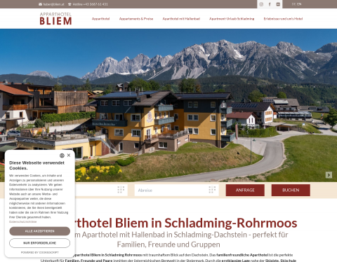 Website-Vorschau von Apparthotel Bliem in Schladming-Rohrmoos