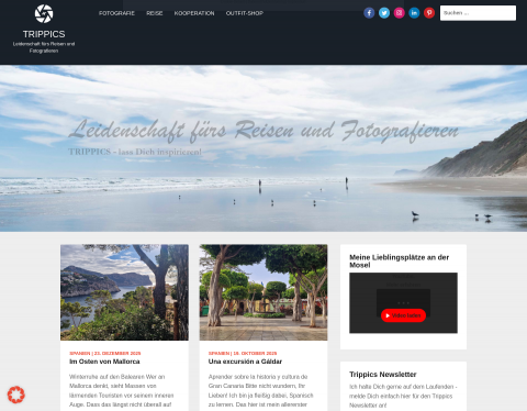 Website-Vorschau von Trippics - Leidenschaft für Reisen und Fotografie