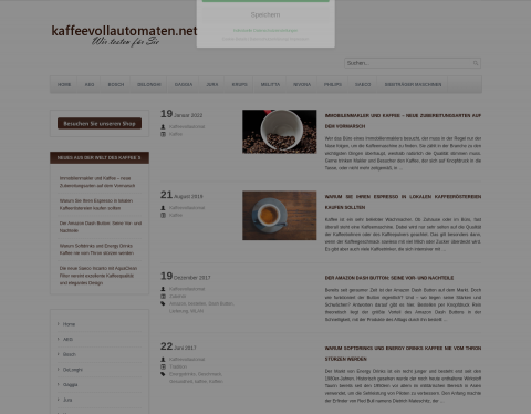 Website-Vorschau von Infos zum Kaffeevollautomaten
