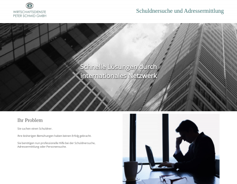 Website-Vorschau von Schuldnersuche und Adressermittlung