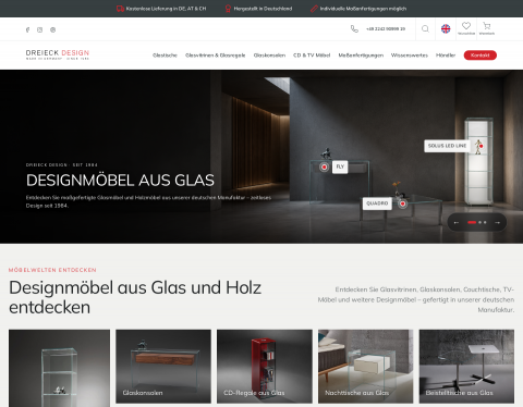 Website-Vorschau von DREIECK DESIGN - Designer Glasmöbel