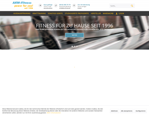 Website-Vorschau von AKW Fitness & Sport Handels-GmbH