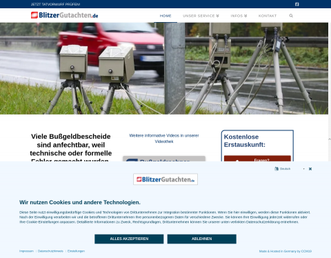 Website-Vorschau von Blitzer anfechten mit Blitzergutachten
