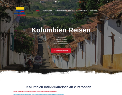 Vista previa del sitio de Individuelle Kolumbien Reisen
