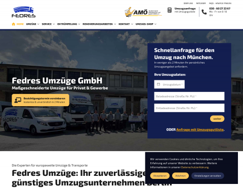 Website-Vorschau von Fedres Umzüge GmbH