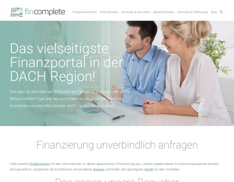 Website-Vorschau von fincomplete - Finanzportal für Kredite