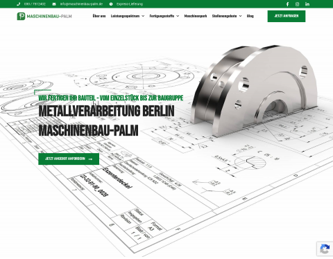 Website-Vorschau von Maschinebau-Palm - Dreherei und Maschinenbau
