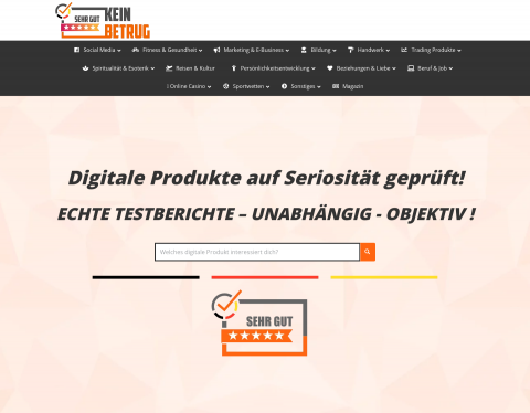 Website-Vorschau von Online-Portal für digitale Produktests