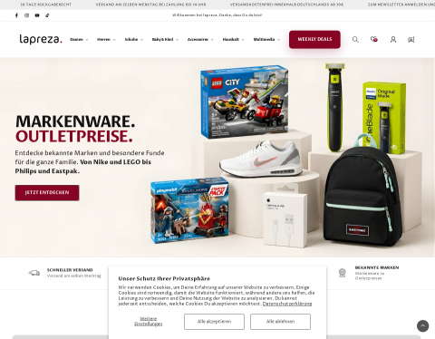 Website-Vorschau von LapreZa- Online Shop für Bekleidung