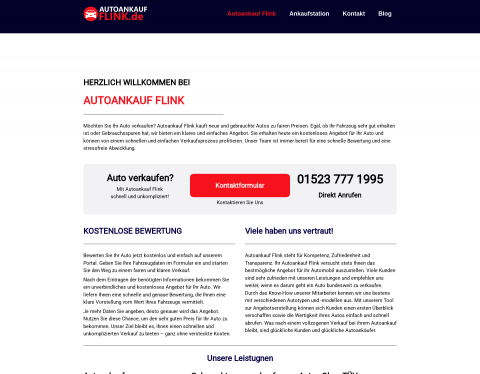 Website-Vorschau von Autoankauf Flink - Innerhalb 24h vor Ort