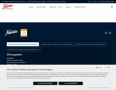 Website-Vorschau von Moritz Gebrauchtwagen Hannover