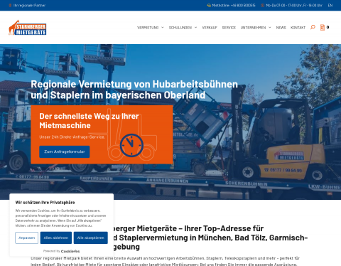 Website-Vorschau von Starnberger Mietgeräte