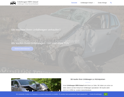 Website-Vorschau von Unfallwagen Ankauf in ganz Deutschland