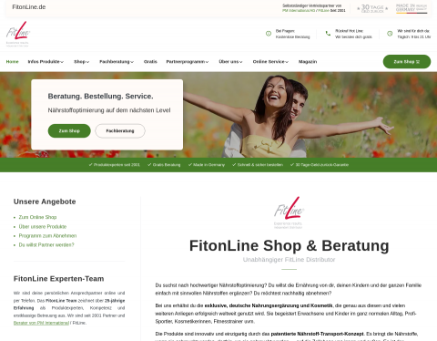 Website-Vorschau von Sport Nahrungsergänzung FitLine bei Fitonline