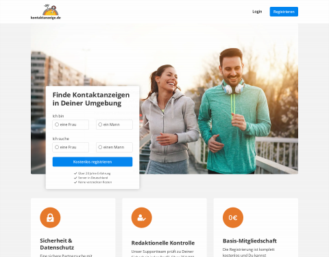Website-Vorschau von Kontaktanzeigen