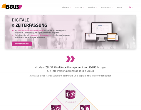 Website-Vorschau von ISGUS Software- Hardwarelösungen
