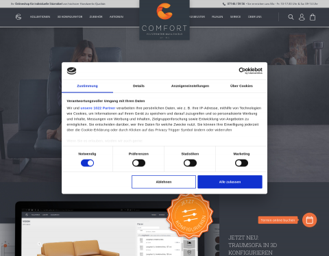 Website-Vorschau von comfort Polstermöbel Manufaktur