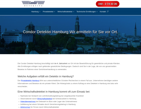 Website-Vorschau von Condor Detektei Hamburg