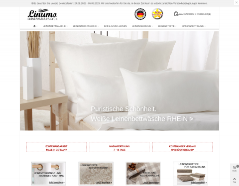Website-Vorschau von Leinenbettwäsche von Linumo