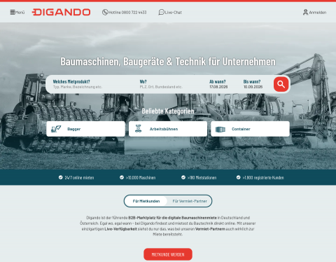 Website-Vorschau von Digando