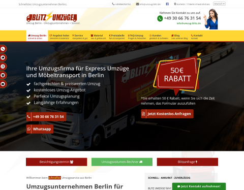 Website-Vorschau von Blitz Umzüge - Umzugsfirma Berlin - Umzug Berlin