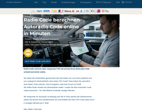 Website-Vorschau von Radio Code