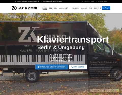Website-Vorschau von Klaviertransport Berlin - ZK Piano Transporte
