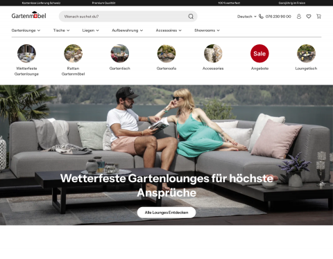 Website-Vorschau von Gartenmöbel Lounge Geschäft