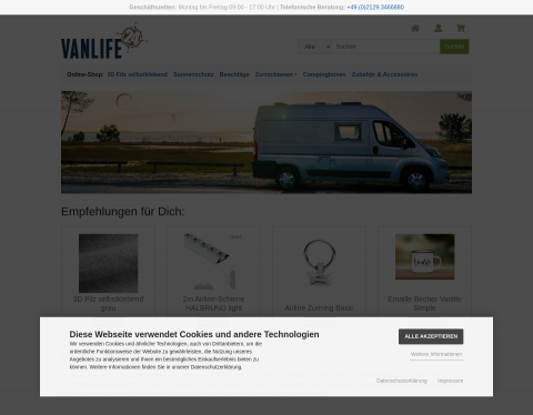 Website-Vorschau von Vanlife24.net - 3D Selbstklebefilz