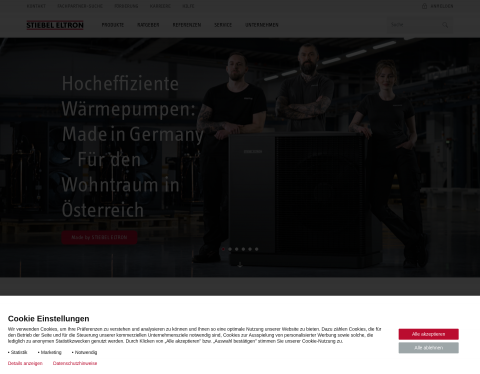 Website-Vorschau von Stiebel Eltron Österreich
