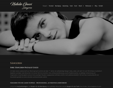 Website-Vorschau von Sängerin Natalie Gozzi für Hochzeiten