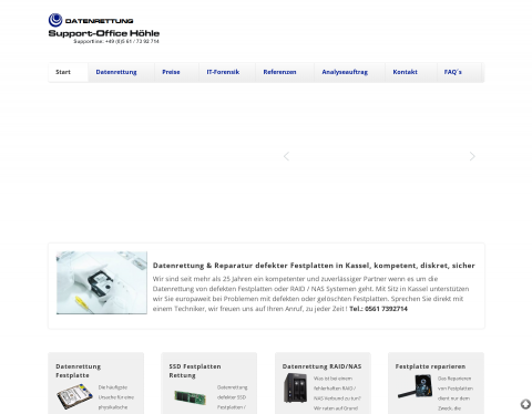 Website-Vorschau von Datenrettung Höhle Support-Office