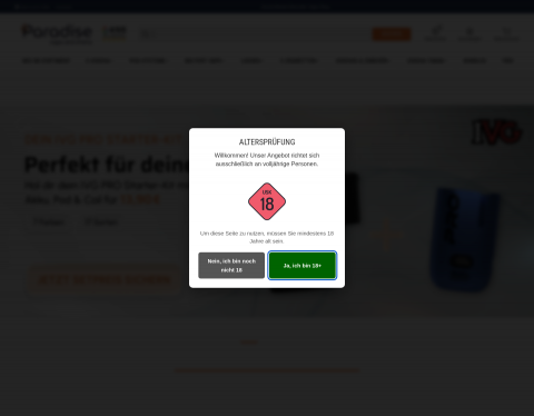 Website-Vorschau von Paradise Vape and Shisha