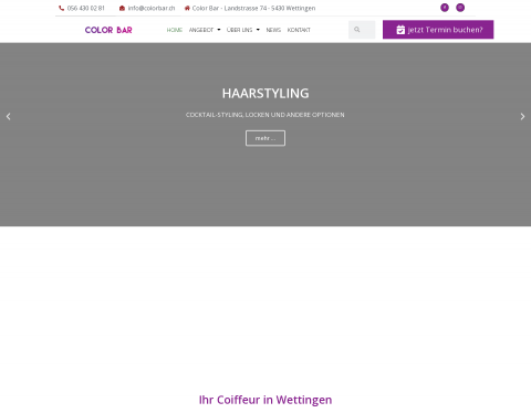 Website-Vorschau von Friseur Wettingen Color Bar