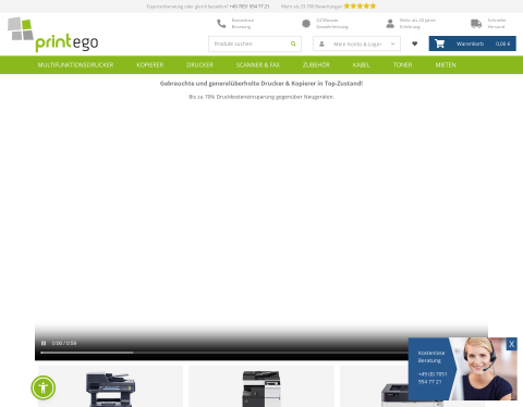 Website-Vorschau von Gebrauchte Drucker & Kopierer günstig kaufen