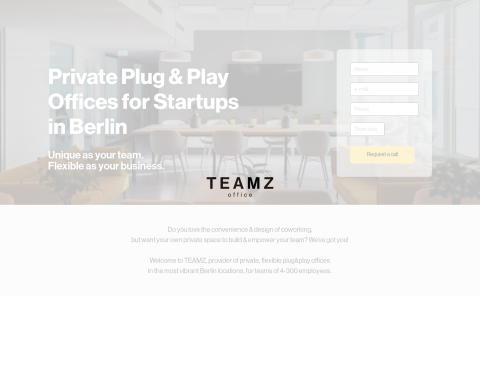 Website-Vorschau von TeamzOffice - Flexible Büros in Berlin