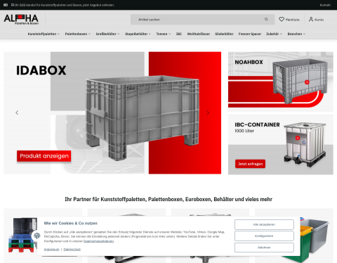 Website-Vorschau von Alpha Paletten & Boxen