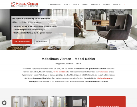 Website-Vorschau von Möbel Köhler - Exklusives Möbelhaus in NRW