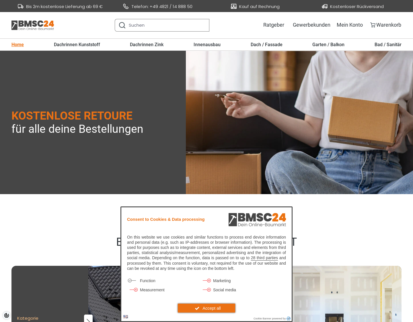 Aktuelle Website-Vorschau von BMSC24 - Dein Baushop für den Handwerker