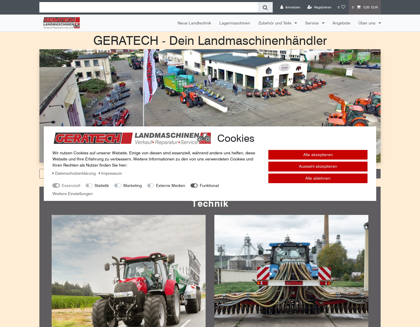 Aktuelle Website-Vorschau von GERATECH - Landtechnik für Ihren Erfolg!
