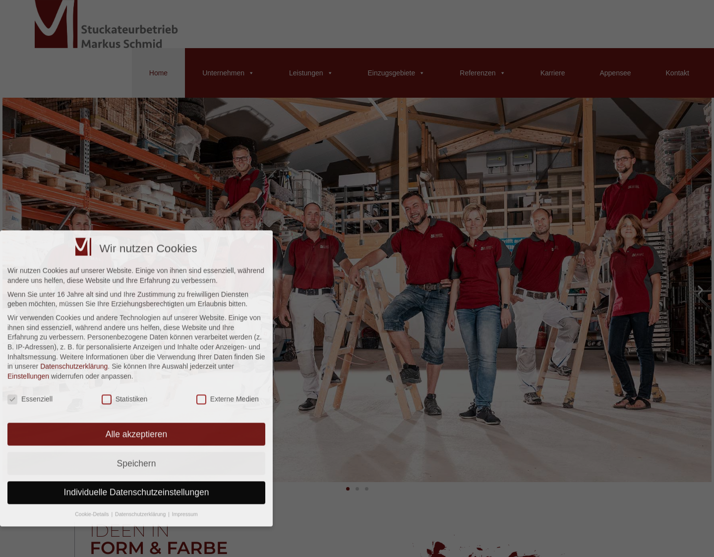 Aktuelle Website-Vorschau von Stuckateur Schmid